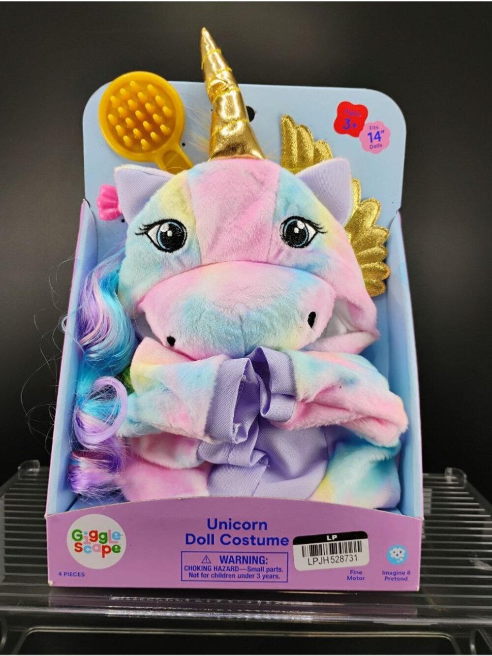 Unicorn Doll Costume For 14" Dolls By Giggle Scope Ages 3+